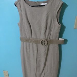 Belted tan dress